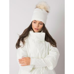 White winter cap with pompom