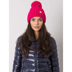 Pink winter cap with pompom