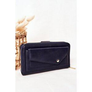 Large Women's Wallet With A Pocket Navy Blue