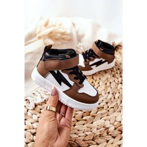 Children's Insulated High Sneakers White and Brown Bartnie