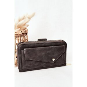 Large Women's Wallet With A Pocket Grey