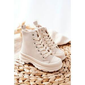 Children's Leather Insulated Sneakers Light Beige Bomi