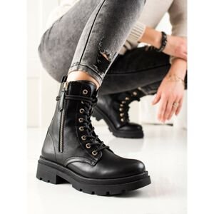 SIXTH SENSE BLACK TRAPPER ANKLE BOOTS MADE OF ECO LEATHER