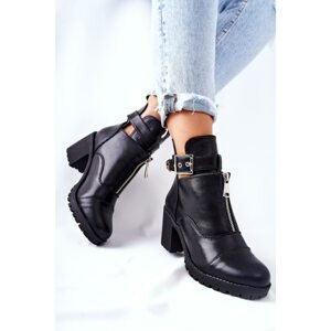 Boots On High Heel With Buckle Black Clive
