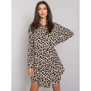 RUE PARIS Black and beige dress with leopard print