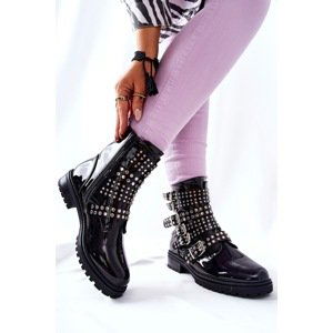 Boots Lacquered With Stripes Black Marchelli