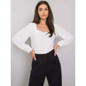 RUE PARIS White blouse with a square neckline