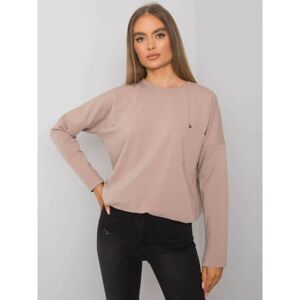 Dark beige cotton blouse with long sleeves