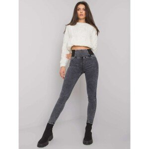 Gray high-waisted jeggings
