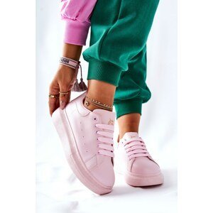 Leather Sneakers On A Platform Pink Lemmy