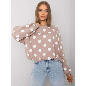 Dark beige and white polka dot women's sweatshirt