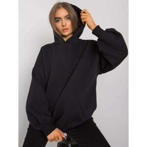 Women's Black Cotton Sweatshirt with Pockets