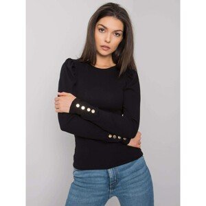 RUE PARIS Women's black blouse with long sleeves