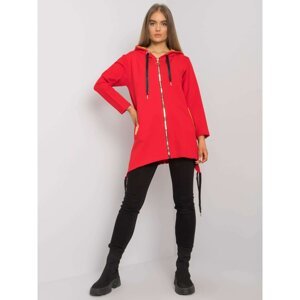 Red zippered sweatshirt with pockets