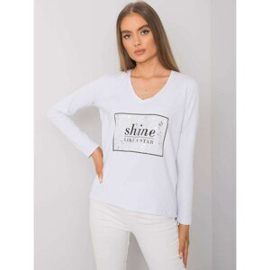 White women's t-shirt with long sleeves and print