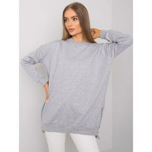 Lady's grey melange tunic with zip closure