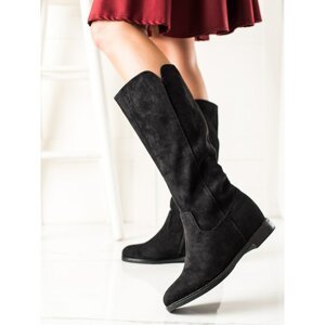RENDA BLACK SUEDE BOOTS ON THE WEDGE