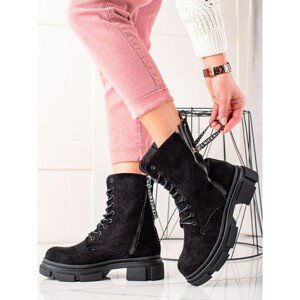 BONA BLACK ANKLE BOOTS WITH DECORATIVE ZIPPER