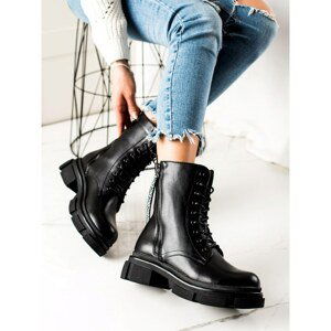 BONA BLACK ANKLE BOOTS WITH DECORATIVE ZIPPER