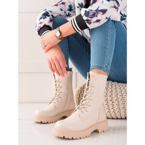 BONA BEIGE TRAPPER ANKLE BOOTS MADE OF ECO LEATHER