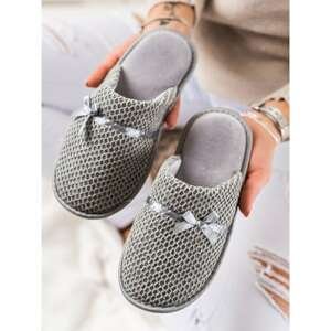 TRENDI GRAY SLIPPERS WITH BOW