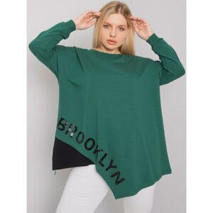 Dark green asymmetric plus size blouse
