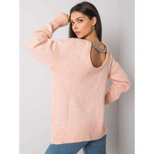 RUE PARIS Light pink lady's sweater with neckline at back