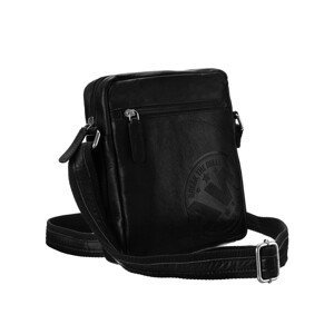 Natural leather men's handbag, black
