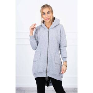Insulated sweatshirt with zipper at the back gray