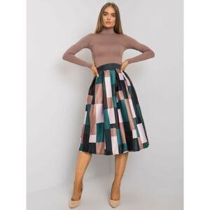 OCH BELLA Green and beige flared skirt with patterns