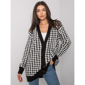 RUE PARIS Black and white patterned button-up sweater
