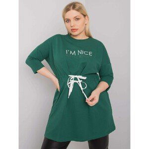 Plus size dark green tunic with an inscription