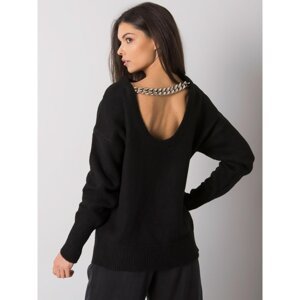 RUE PARIS Black women's sweater with neckline at back