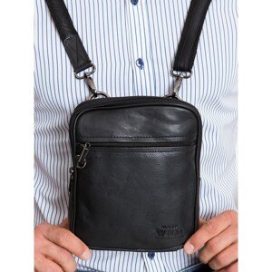 Black small leather handbag for men