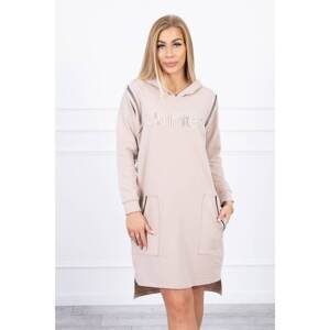 Dress with inscription unlimited beige