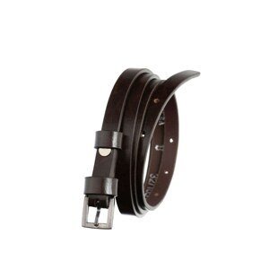 BADURA Narrow women's leather belt, dark brown