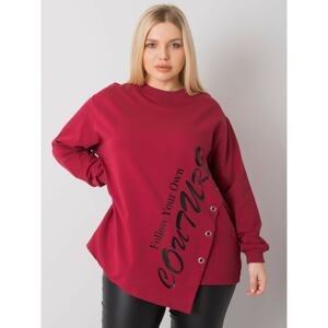 Plus size burgundy blouse with an inscription