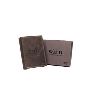 Men's wallet made of nubuck leather, dark brown