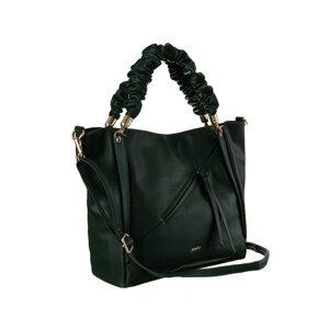 Large dark green eco leather bag for women