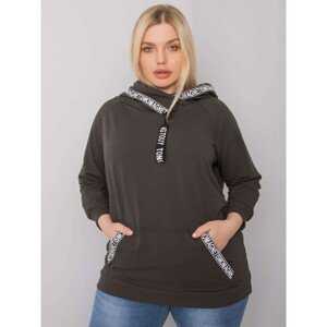 Women's dark khaki sweatshirt with a plus size hood