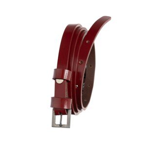 BADURA Narrow women's leather belt, burgundy