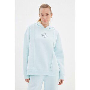 Trendyol Blue Basic Printed Sport Raised Sweatshirt