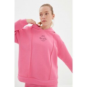 Trendyol Pink Basic Printed Sport Raised Sweatshirt