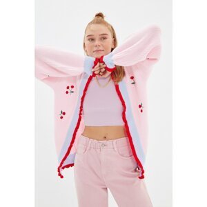 Trendyol Pink Embroidered Knitwear Cardigan