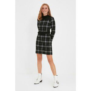 Trendyol Black Belted Check Dress