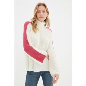 Trendyol Ecru Color Block Oversize Knitwear Sweater