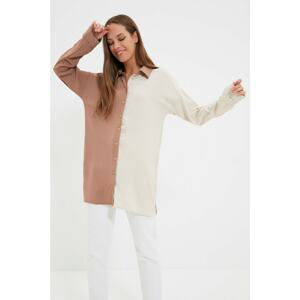 Trendyol Stone Shirt Collar Color Block Tunic