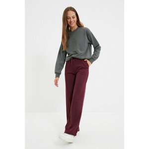 Trendyol Claret Red Wide Leg Knitted Sweatpants