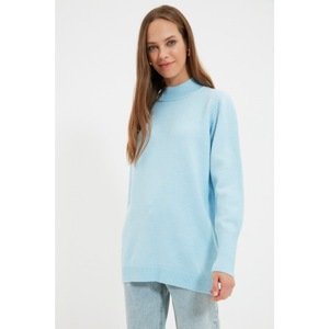 Trendyol Light Blue Straight Collar Knitwear Sweater