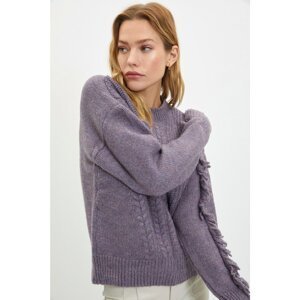 Trendyol Lilac Fringed Knitwear Sweater